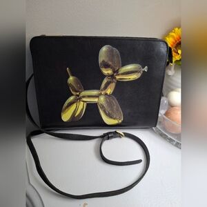 H&M Jeff Koons Colab Black Leather Balloon Dog Bag Limited Edition GUC